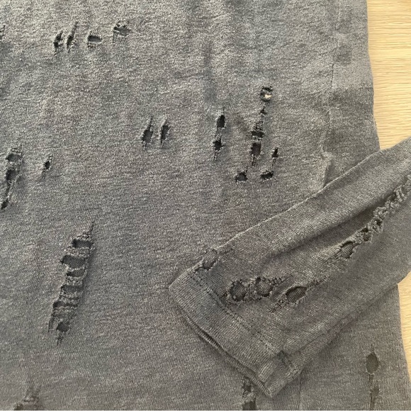 IRO Dark Gray Holey Long Sleeve Tee - Picture 2 of 3